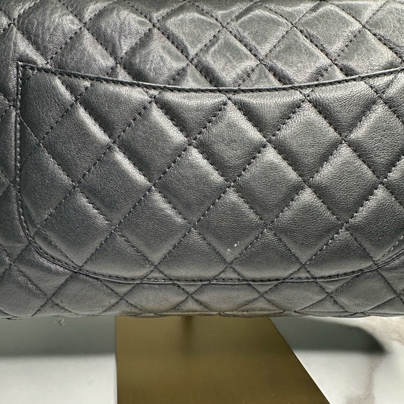 Washed Lambskin Quilted Bijoux Chain Jumbo Single Flap Black - Picture 6 of 13